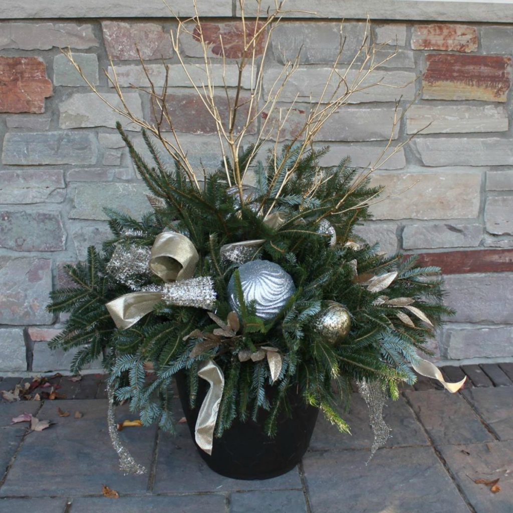 Silver and Gold Holiday-Winter Container Gardens