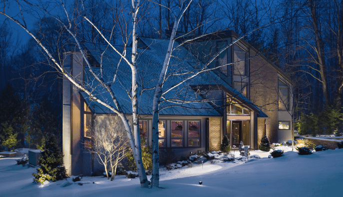 Landscape Lighting Adds Drama and Interest to a Winter Landscape